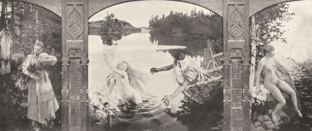 FINLAND. Three scenes from Kalevala 1908 old antique vintage print picture